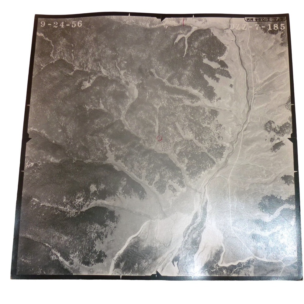 Vintage 1956 Aerial Survey Photo DZZ-7-185 Black White Topographic Map 9x9